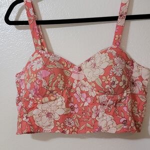 B-O-G collective multicolored pink floral crop top